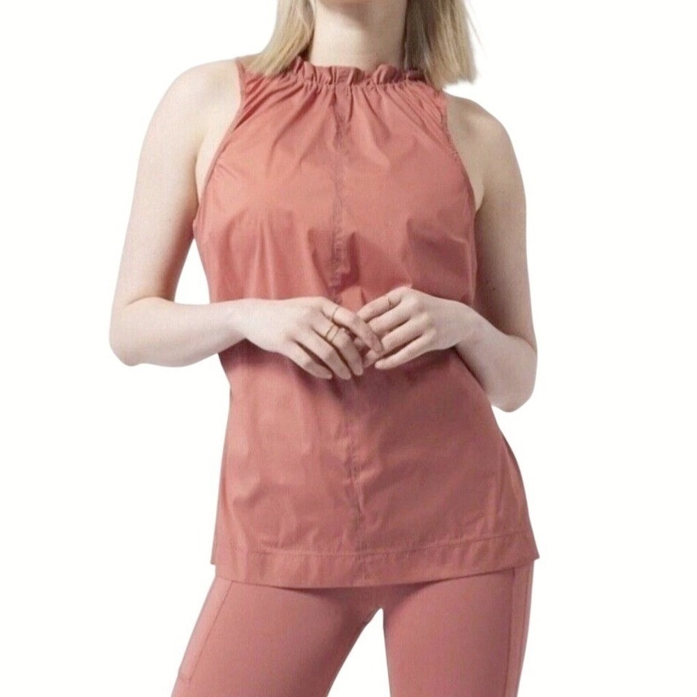 Athleta Womens S Muted Red/Rust Levitate High Neck Run Tank Top